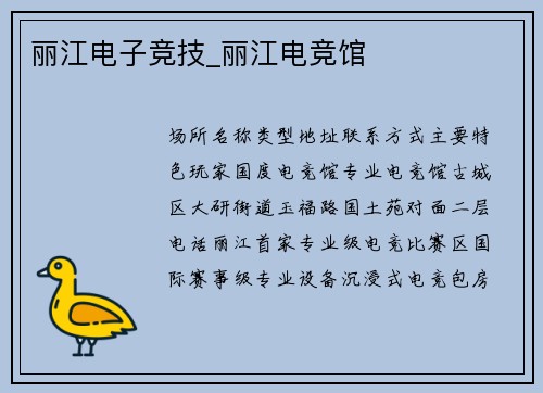 丽江电子竞技_丽江电竞馆